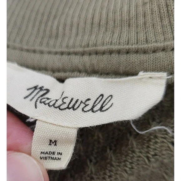 Madewell Short Sleeve Polo‎ Top Women's Medium Olive Green Textured Knit - Picture 4 of 9